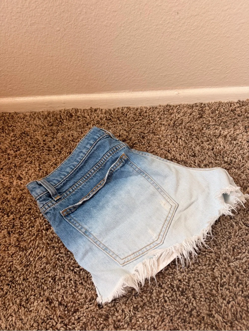 Ramy Brook Light Blue Ombre Frayed Denim Shorts - Picture 6 of 6